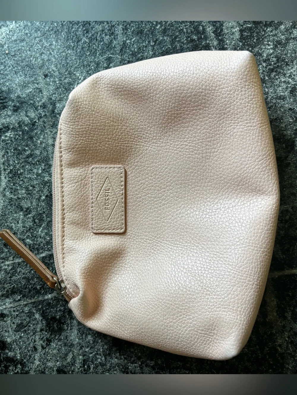 Fossil Blush Pink Pebbled Cosmetic Pouch